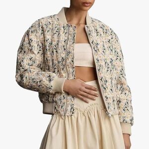NWOT Floral Embroidered Bomber Jacket Size Small